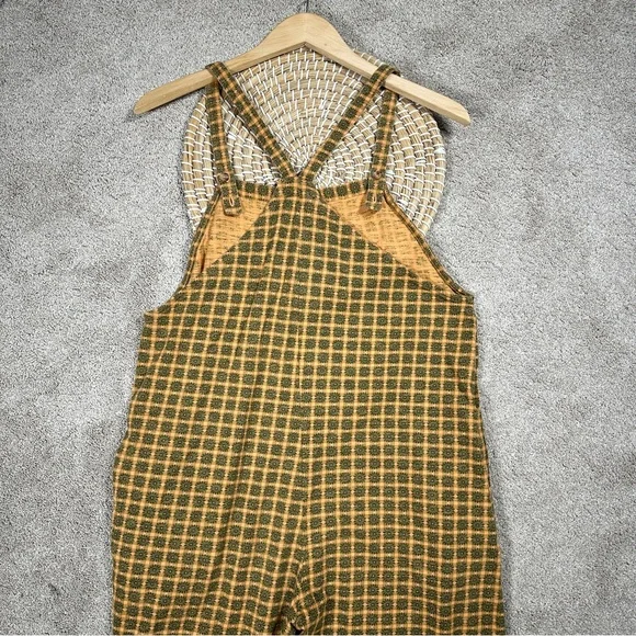 Known Supply Women’s Organic Cotton Cadence Overall Retro in Apricot Plaid M - Picture 7 of 14